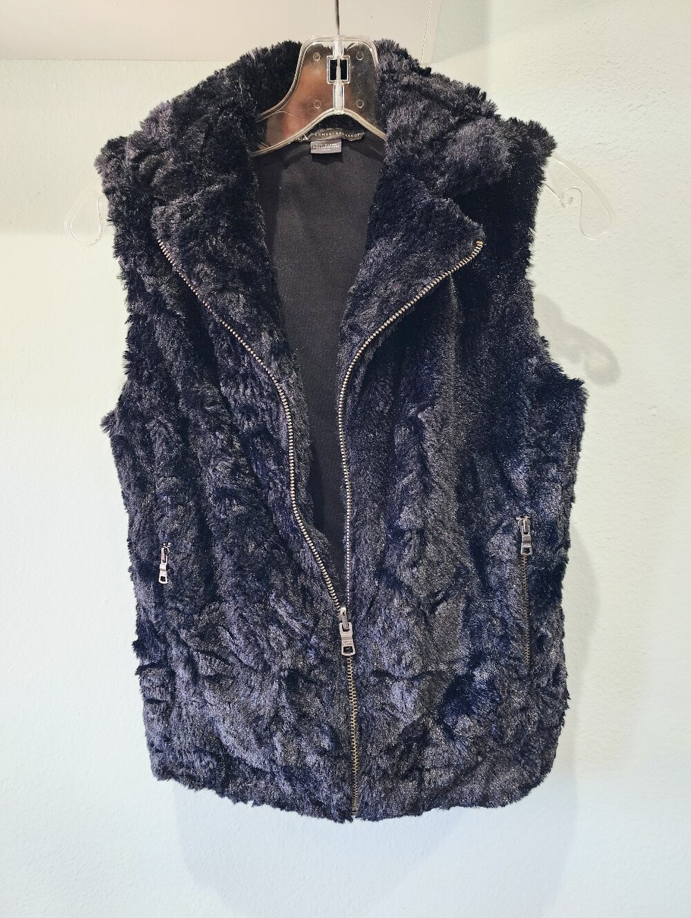 A|X ARMANI EXCHANGE | Faux Fur Zip-Front Vest | Black | XS
